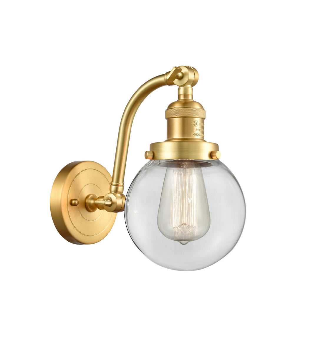Innovations Franklin Restoration 515-1W-SG-G202-6 Wall Sconce Light - Satin Gold