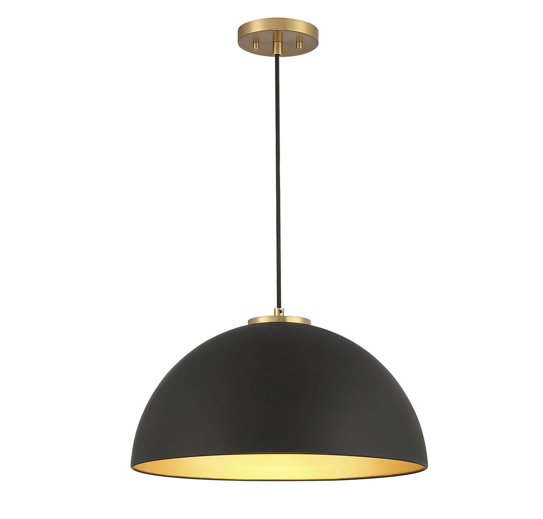 Meridian M7024MBKNB Pendant Light - Matte Black with Natural Brass