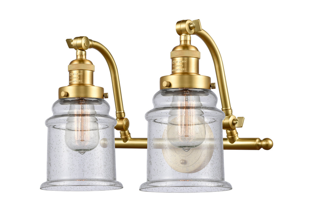 Innovations Franklin Restoration 515-2W-SG-G184 Bath Vanity Light 18 in. wide - Satin Gold