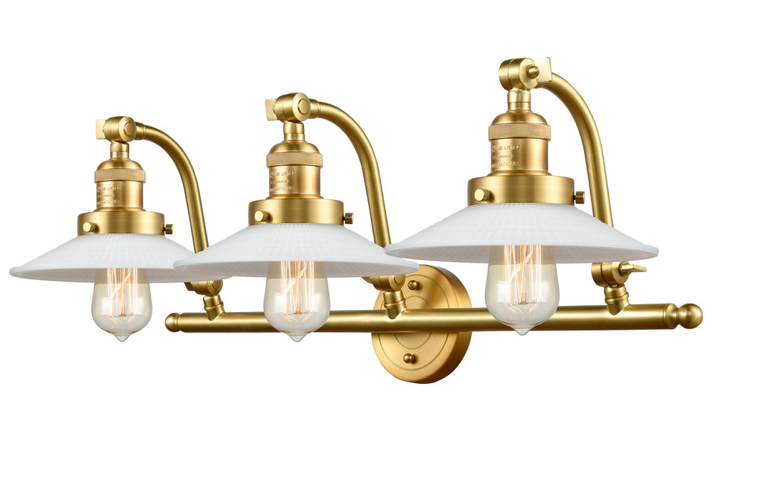 Innovations Franklin Restoration 515-3W-SG-G1 Bath Vanity Light 28 in. wide - Satin Gold