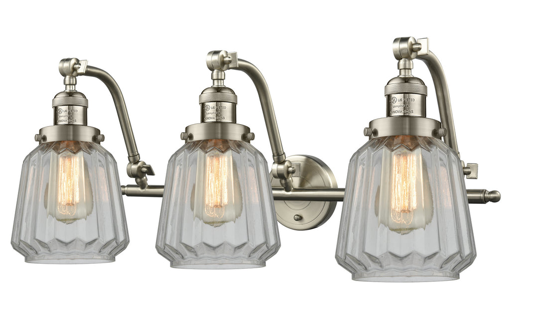 Innovations Franklin Restoration 515-3W-SN-G142-LED Bath Vanity Light 28 in. wide - Brushed Satin Nickel