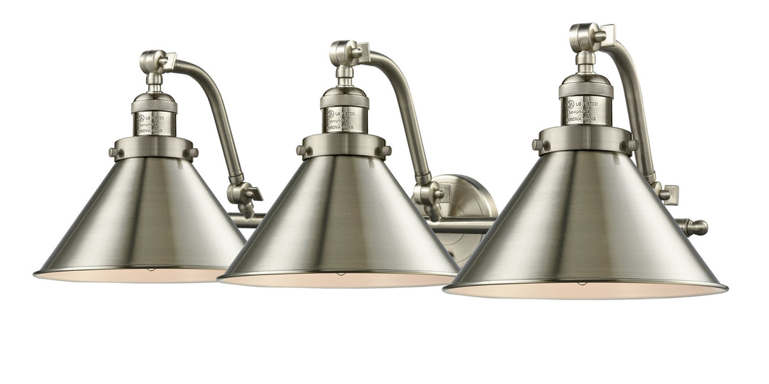 Innovations Franklin Restoration 515-3W-SN-M10-SN-LED Bath Vanity Light 28 in. wide - Brushed Satin Nickel