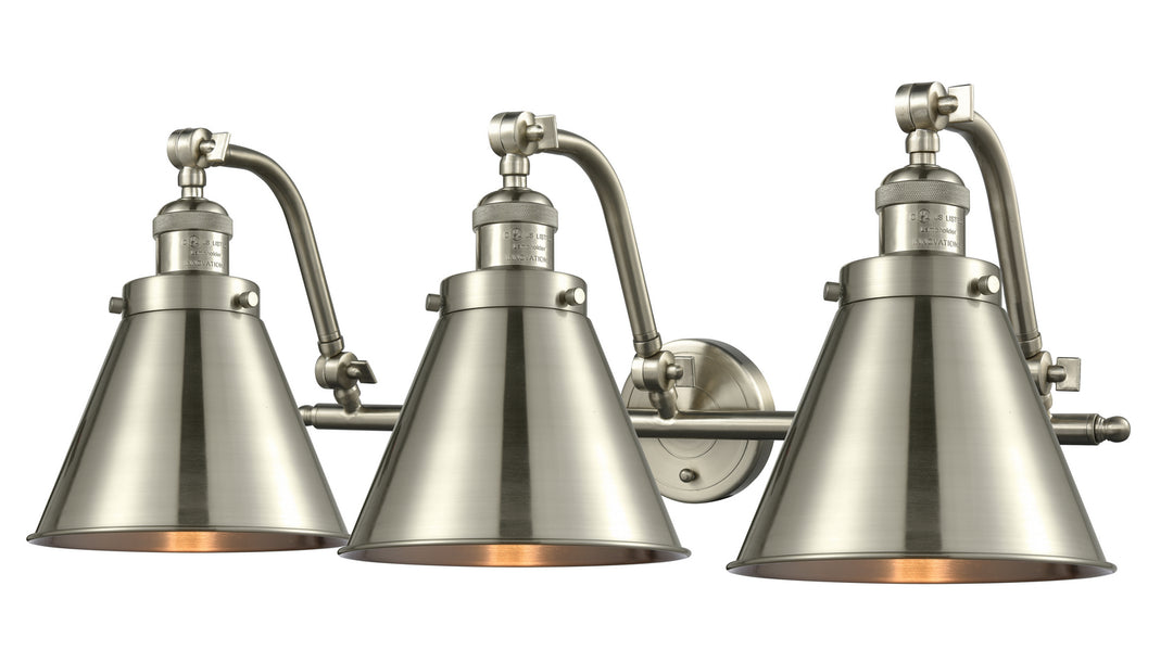 Innovations Franklin Restoration 515-3W-SN-M13-SN-LED Bath Vanity Light 28 in. wide - Brushed Satin Nickel