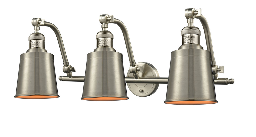 Innovations Franklin Restoration 515-3W-SN-M9-SN Bath Vanity Light 28 in. wide - Brushed Satin Nickel