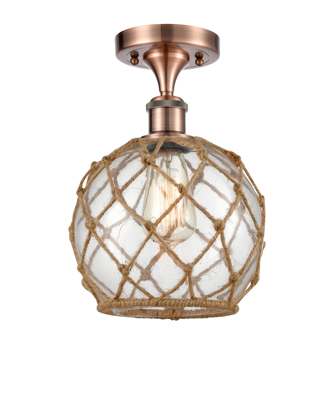 Innovations Ballston 516-1C-AC-G122-8RB-LED Ceiling Light - Antique Copper