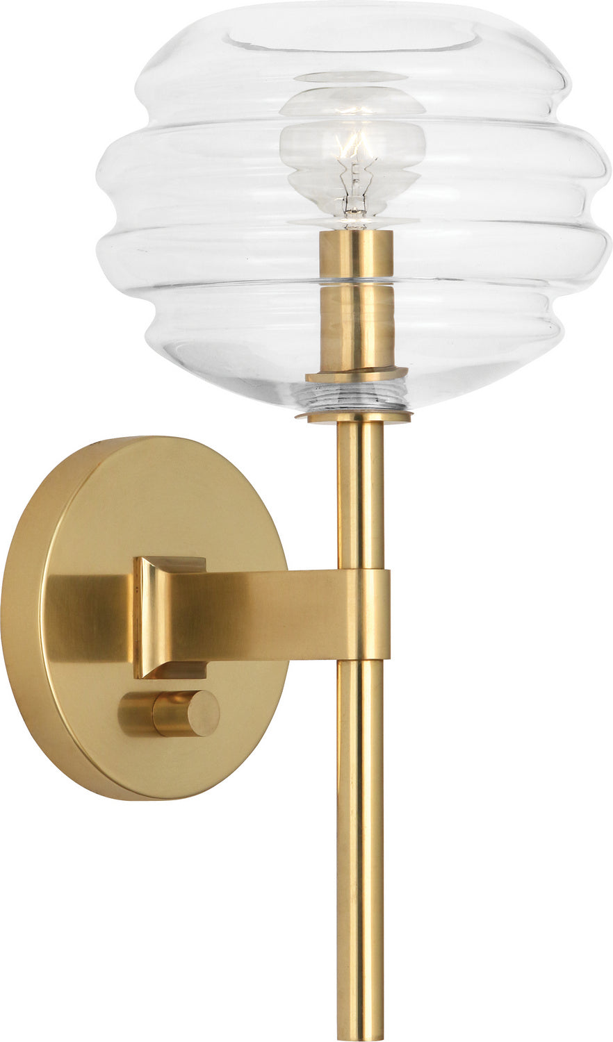 Robert Abbey Horizon CL66 Wall Sconce Light - Modern Brass w/ Clear Glass