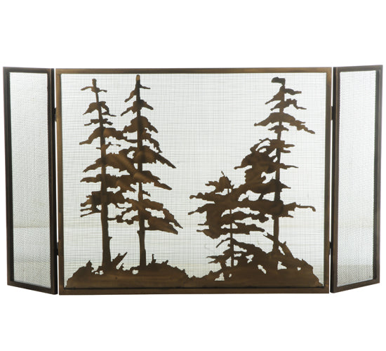 Meyda Tiffany Lighting 126060 Tall Pines Fireplace Screen Home Decor Copper/Antique/Verde