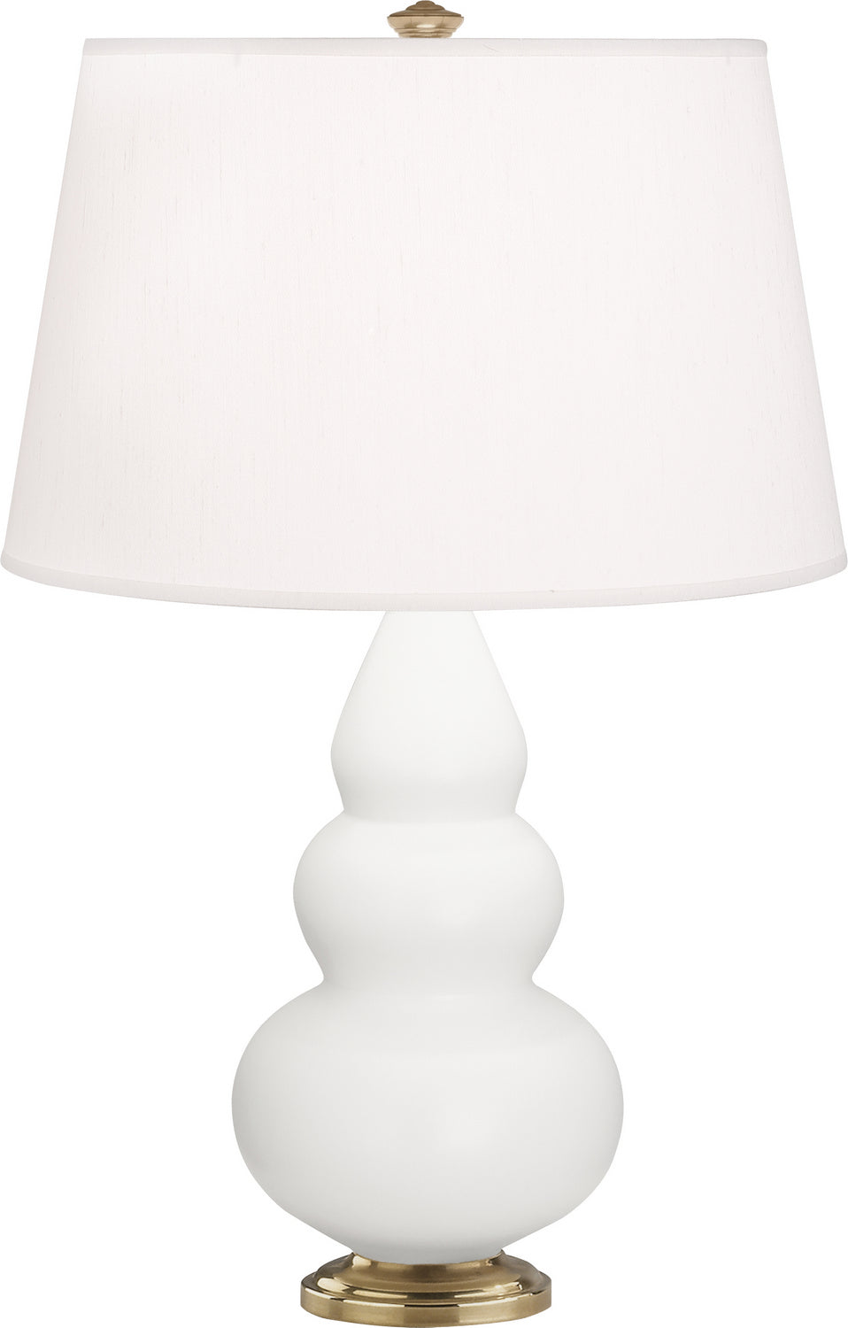 Robert Abbey Lighting MLY30 Small Triple Gourd Lamp Matte Lily Glazed W/Antique Natural Brass