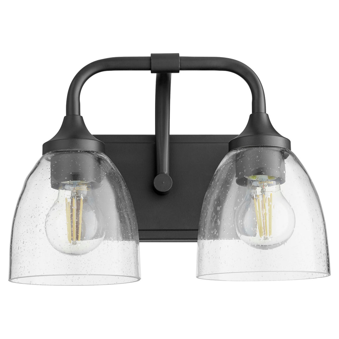 Quorum Enclave 5059-2-259 Bath Vanity Light 13 in. wide - Matte Black W/ Clear/Seeded