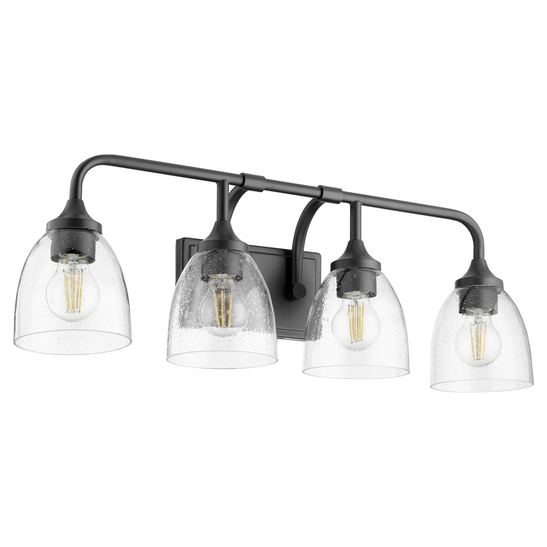 Quorum Enclave 5059-4-259 Bath Vanity Light 27 in. wide - Matte Black W/ Clear/Seeded