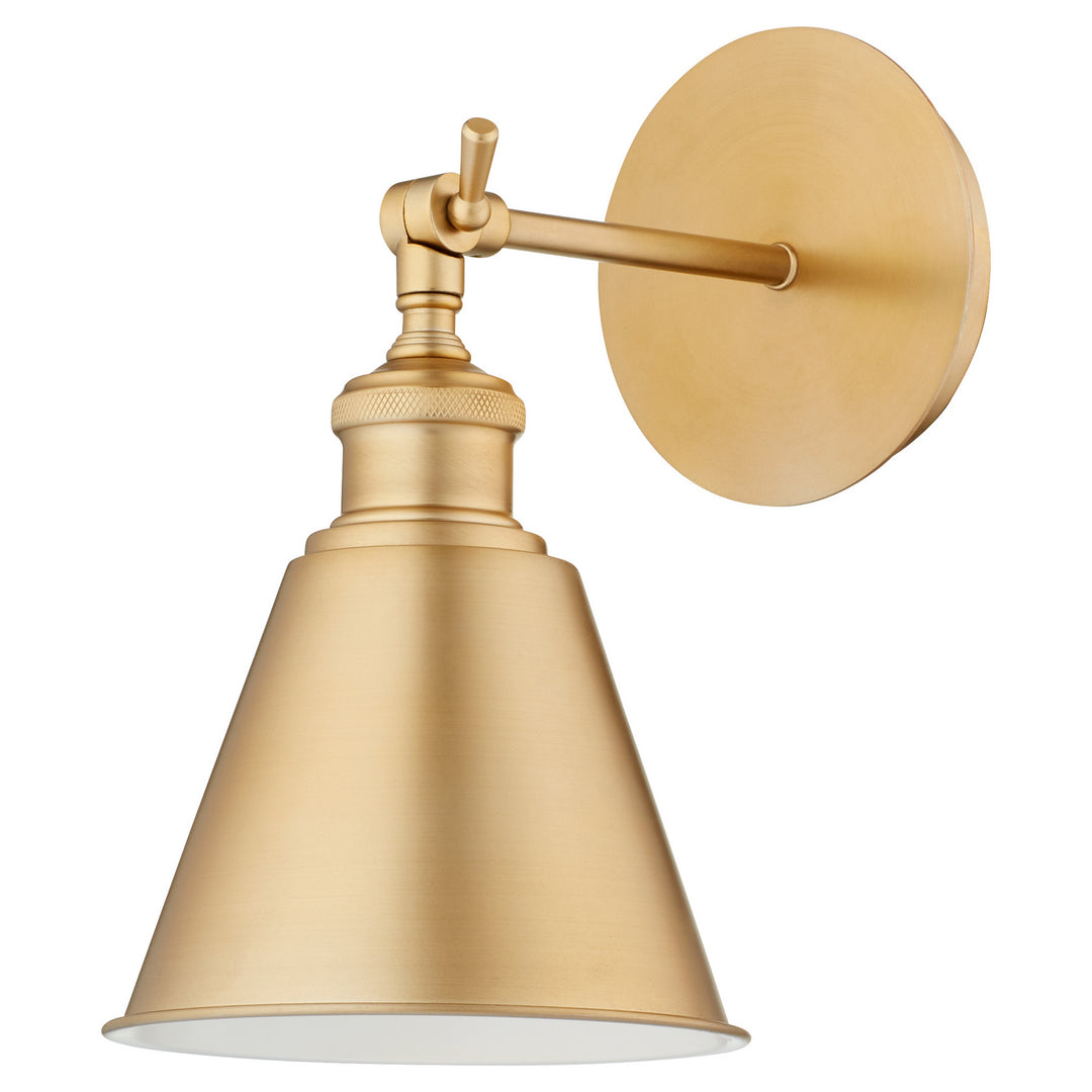 Quorum Metal Cone 5390-80 Wall Sconce Light - Aged Brass