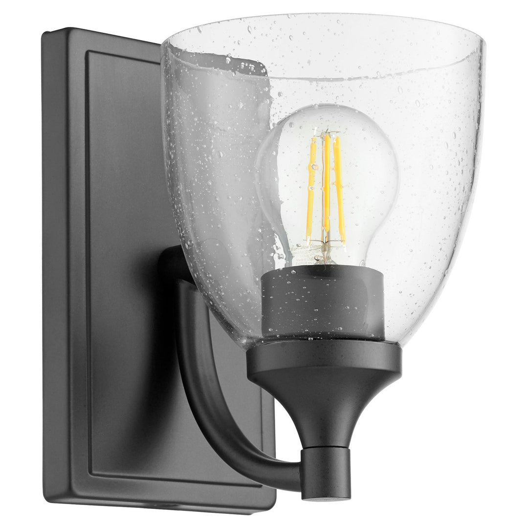 Quorum Enclave 5459-1-259 Wall Sconce Light - Matte Black W/ Clear/Seeded