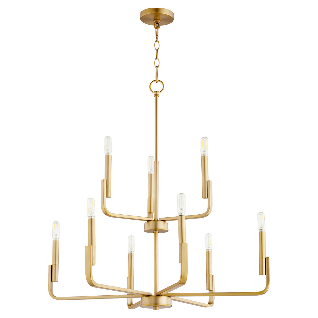 Quorum Tempo 6210-9-80 Chandelier Light - Aged Brass