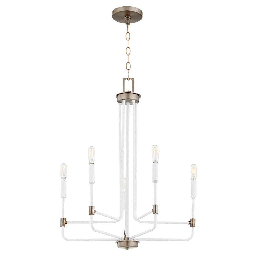Quorum Davies 633-5-0881 Chandelier Light - Studio White W/ Dark Brass