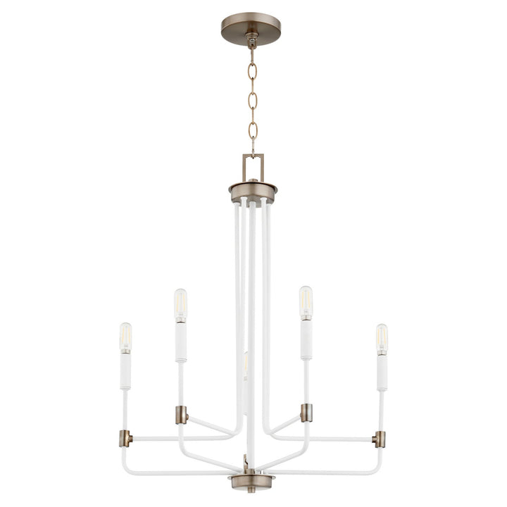 Quorum Davies 633-5-0881 Chandelier Light - Studio White W/ Dark Brass
