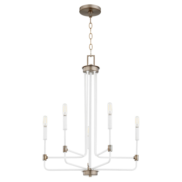Quorum Davies 633-5-0881 Chandelier Light - Studio White W/ Dark Brass