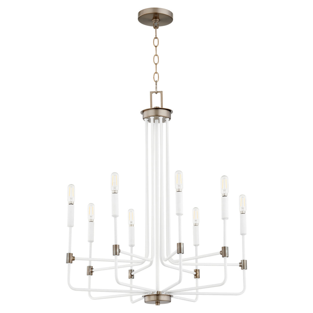 Quorum Davies 633-8-0881 Chandelier Light - Studio White W/ Dark Brass