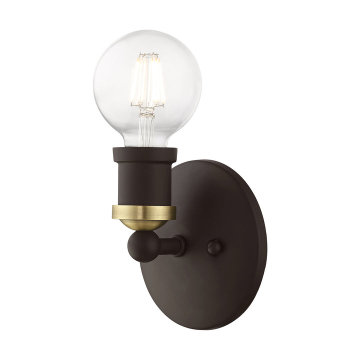 Livex Lansdale 14420-07 Wall Sconce Light - Bronze w/Antique Brass