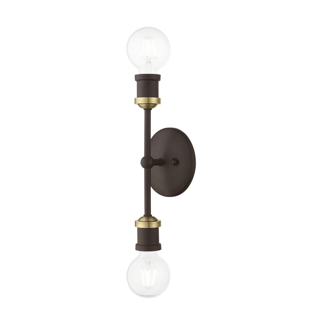 Livex Lansdale 14422-07 Bath Vanity Light 5 in. wide - Bronze w/Antique Brass