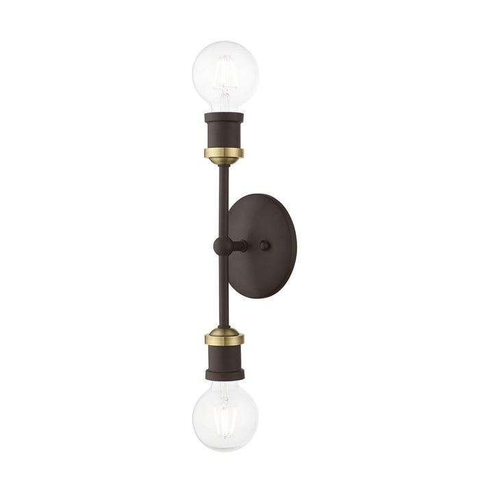 Livex Lansdale 14422-07 Bath Vanity Light 5 in. wide - Bronze w/Antique Brass