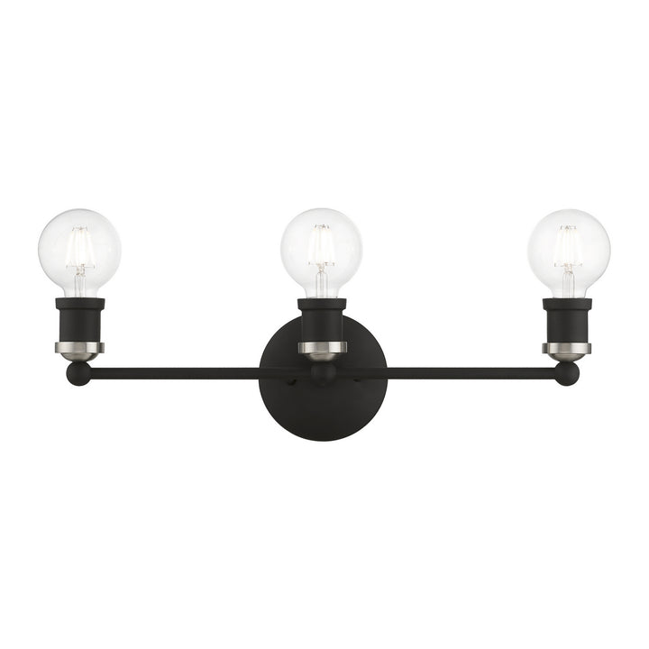 Livex Lansdale 14423-04 Bath Vanity Light 21 in. wide - Black w/Brushed Nickel