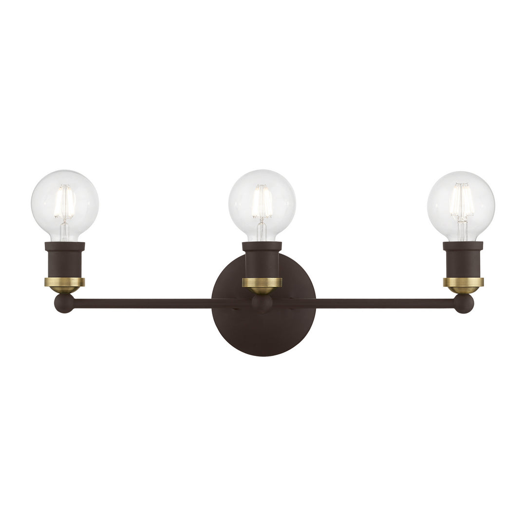 Livex Lansdale 14423-07 Bath Vanity Light 21 in. wide - Bronze w/Antique Brass