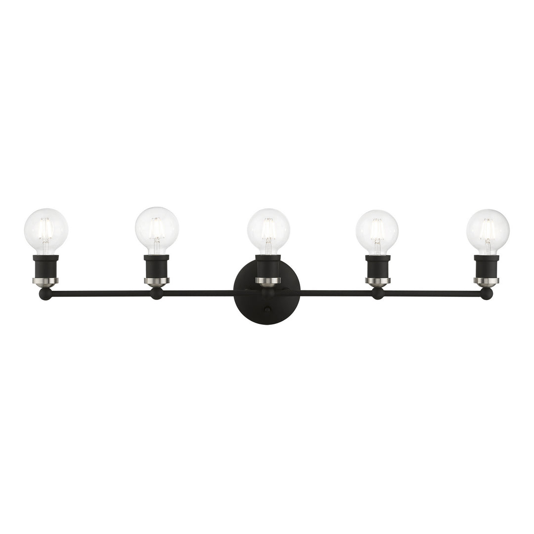 Livex Lansdale 14425-04 Bath Vanity Light 34 in. wide - Black w/Brushed Nickel