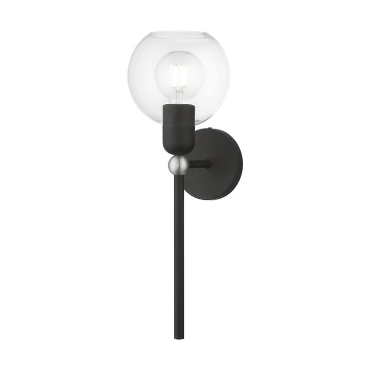 Livex Downtown 16971-04 Wall Sconce Light - Black w/Brushed Nickel