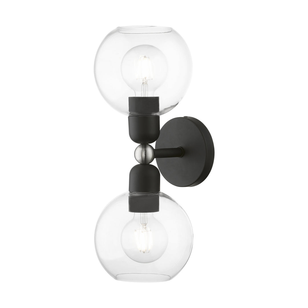 Livex Downtown 16972-04 Wall Sconce Light - Black w/Brushed Nickel