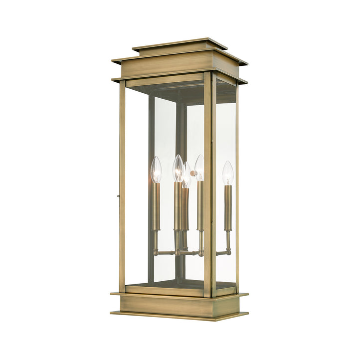Livex Lighting 20208-01  Princeton Outdoor Antique Brass W/Polished Chrome Stainless Steel Reflector