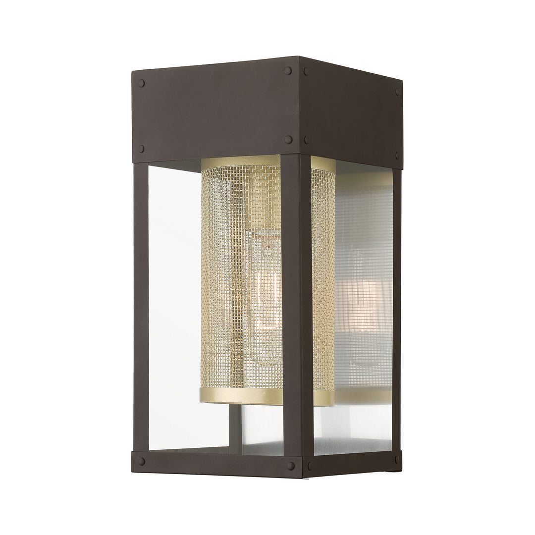 Livex Lighting 20761-07 Modern Franklin Outdoor Bronze W/Soft Gold Candle And Brushed Nickel Stainless Steel Reflector