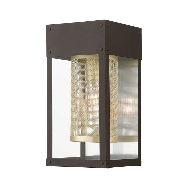 Livex Lighting 20761-07 Modern Franklin Outdoor Bronze W/Soft Gold Candle And Brushed Nickel Stainless Steel Reflector