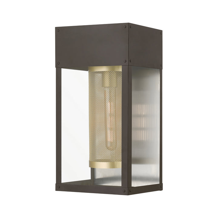 Livex Lighting 20762-07 Modern Franklin Outdoor Bronze W/Soft Gold Candle And Brushed Nickel Stainless Steel Reflector
