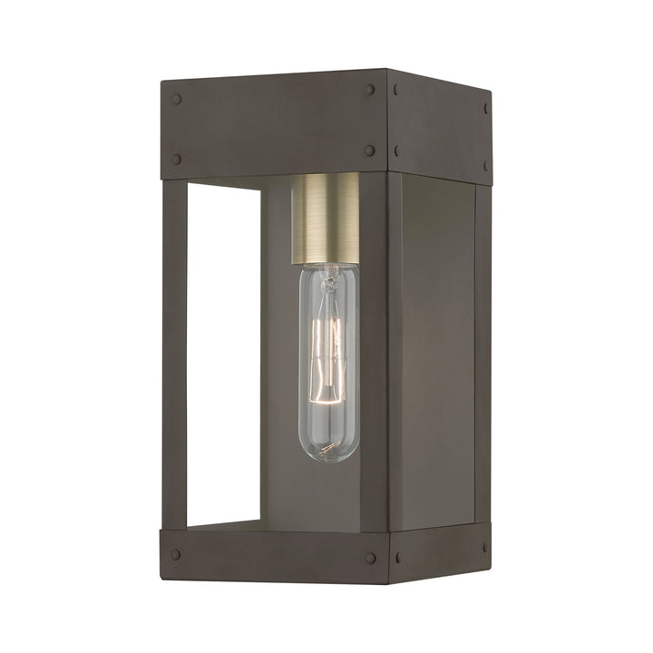 Livex Lighting 20871-07 Modern Barrett Outdoor Bronze W/Antique Brass Candle