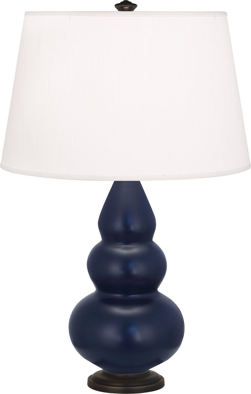 Robert Abbey Lighting MMB31 Small Triple Gourd Lamp Matte Midnight Blue Glazed W/Deep Patina Bronze