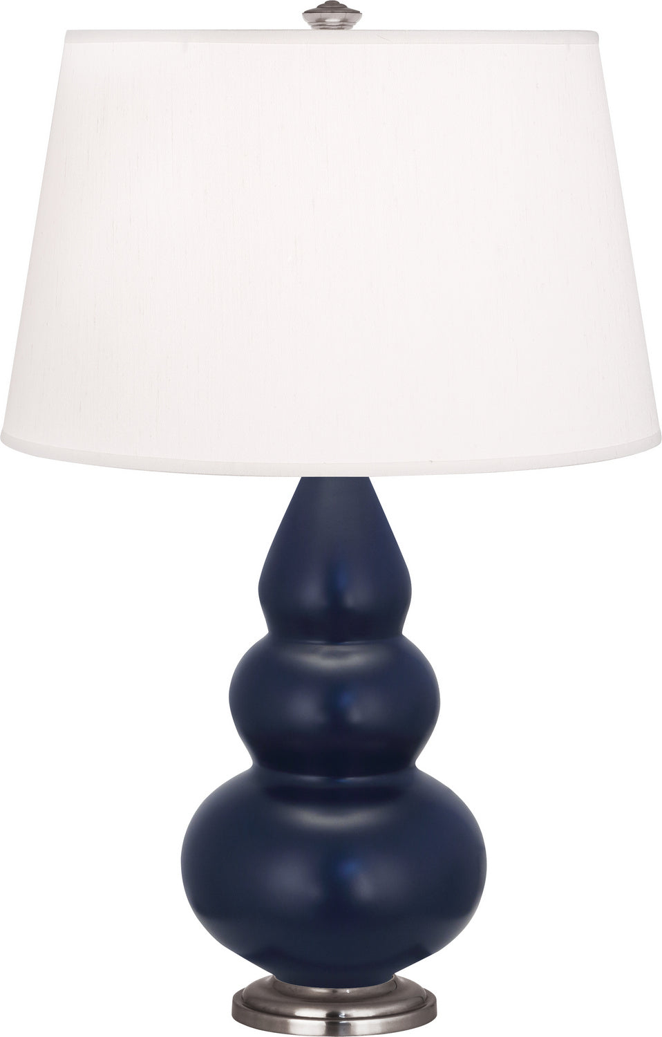 Robert Abbey Lighting MMB32 Small Triple Gourd Lamp Matte Midnight Blue Glazed W/Antique Silver