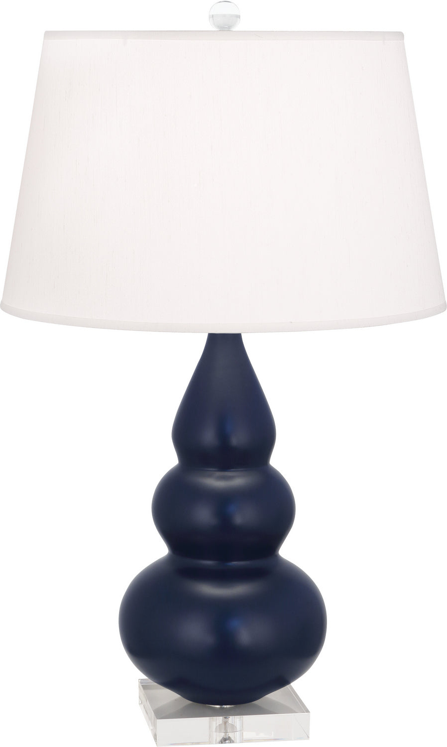 Robert Abbey Lighting MMB33 Small Triple Gourd Lamp Matte Midnight Blue Glazed W/Lucite Base