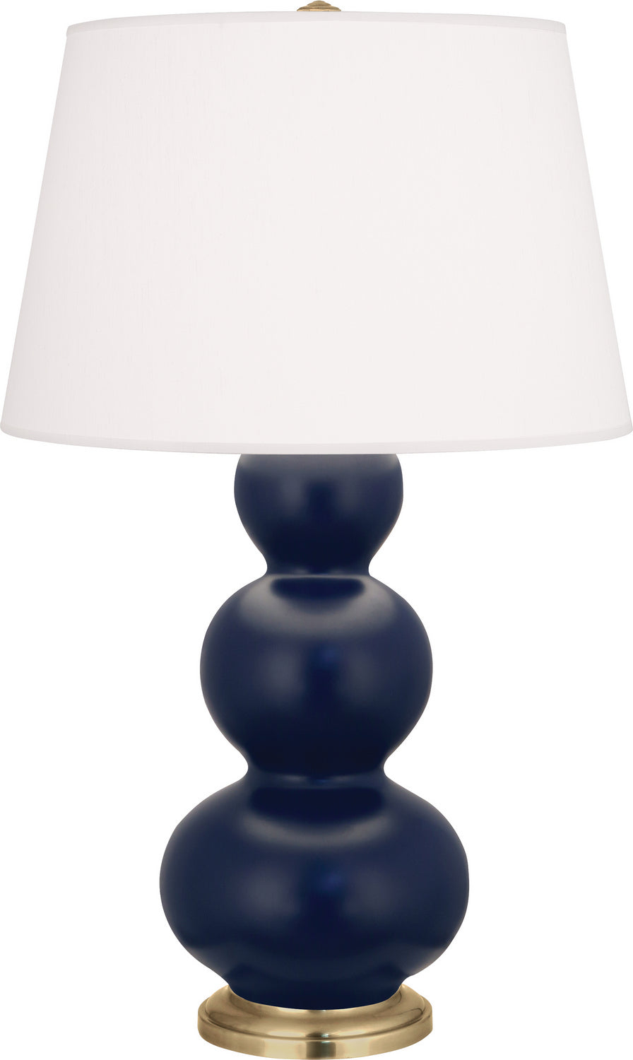 Robert Abbey Lighting MMB40 Triple Gourd Lamp Matte Midnight Blue Glazed W/Antique Brass