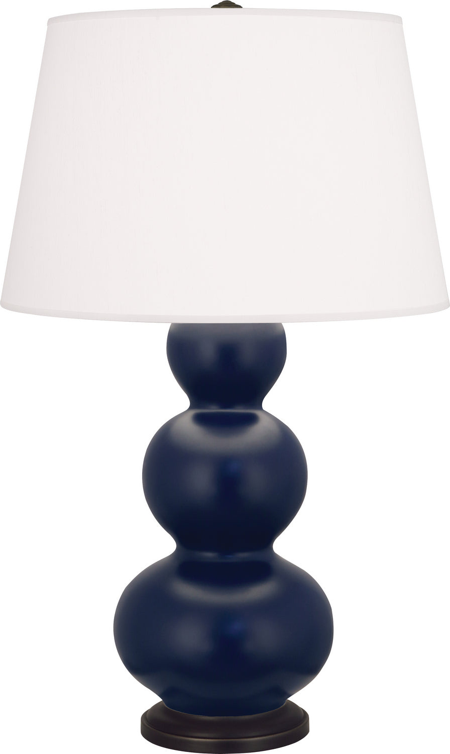 Robert Abbey Lighting MMB41 Triple Gourd Lamp Matte Midnight Blue Glazed W/Deep Patina Bronze