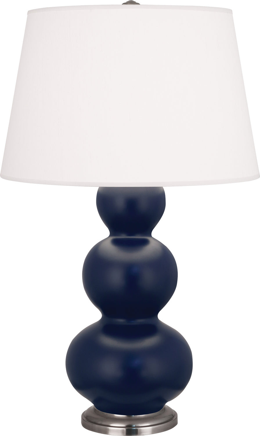 Robert Abbey Lighting MMB42 Triple Gourd Lamp Matte Midnight Blue Glazed W/Antique Silver