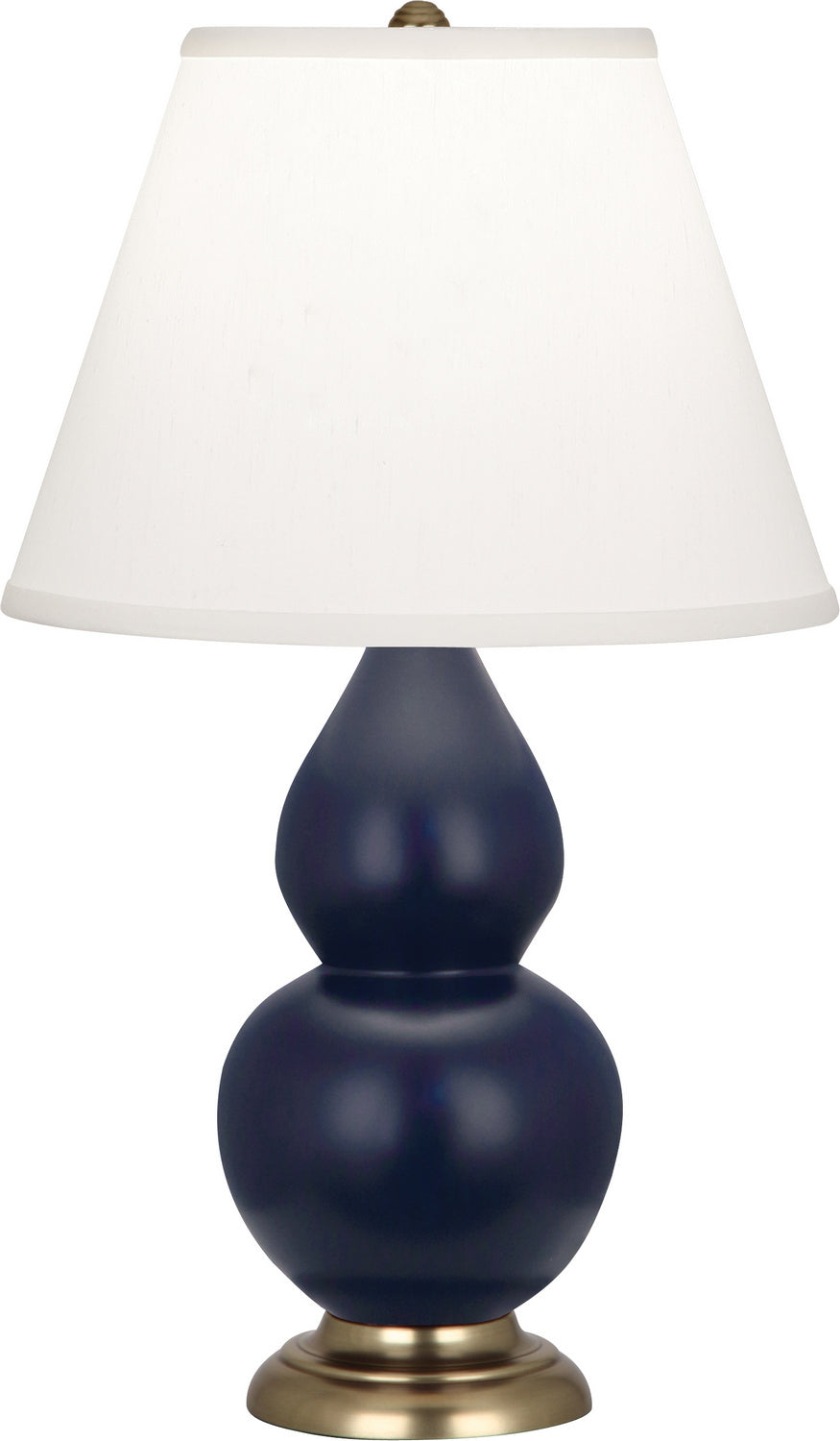 Robert Abbey Lighting MMB50 Small Double Gourd Lamp Matte Midnight Blue Glazed W/Antique Brass