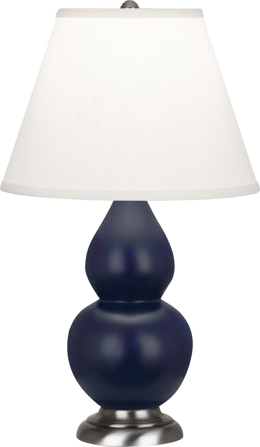 Robert Abbey Lighting MMB52 Small Double Gourd Lamp Matte Midnight Blue Glazed W/Antique Silver