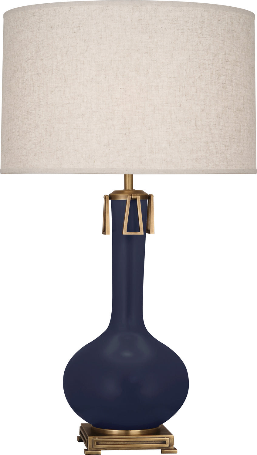 Robert Abbey Lighting MMB92 Athena Lamp Matte Midnight Blue Glazed W/Aged Brass