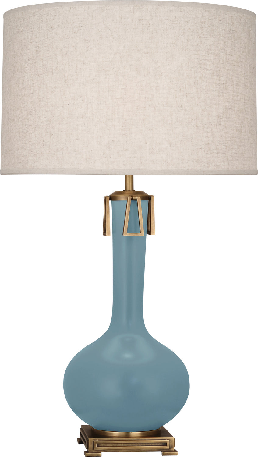 Robert Abbey Lighting MOB92 Athena Lamp Matte Steel Blue Glazed W/Aged Brass