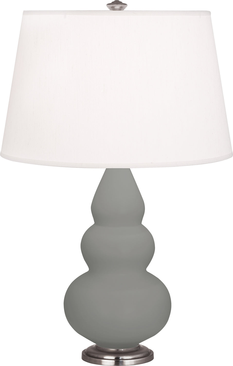 Robert Abbey Lighting MST32 Small Triple Gourd Lamp Matte Smoky Taupe Glazed W/Antique Silver