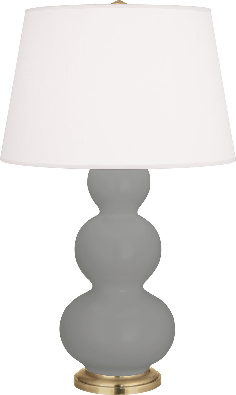 Robert Abbey Lighting MST40 Triple Gourd Lamp Matte Smoky Taupe Glazed W/Antique Natural Brass