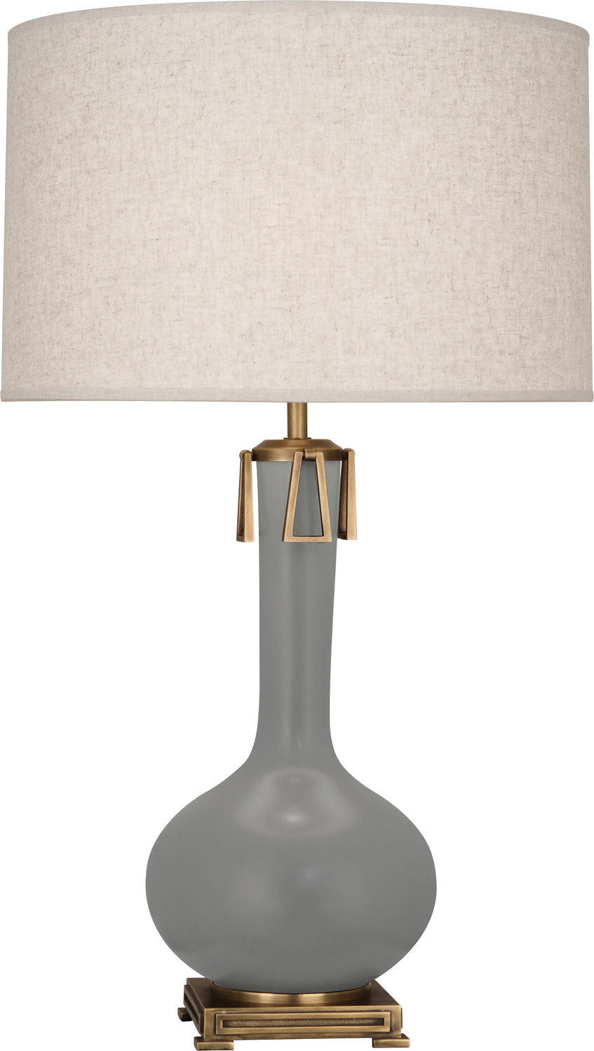 Robert Abbey Lighting MST92 Athena Lamp Matte Smoky Taupe Glazed W/Aged Brass