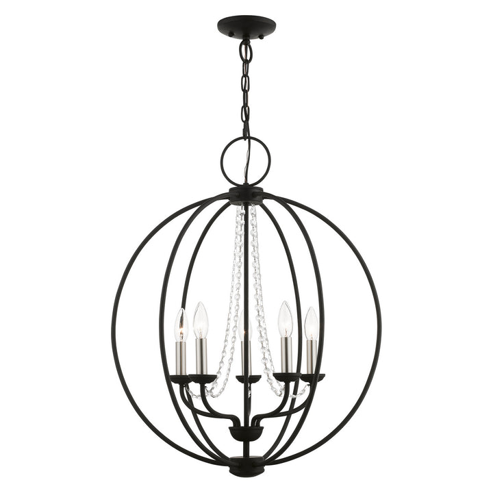 Livex Arabella 40915-04 Chandelier Light - Black w/Brushed Nickel Finish Candles