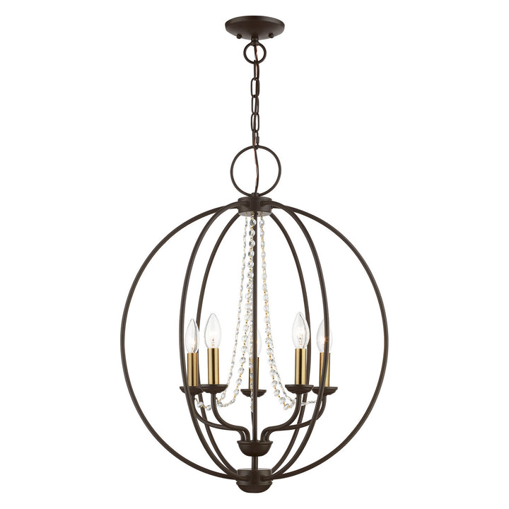 Livex Arabella 40915-07 Chandelier Light - Bronze w/Antique Brass Finish Candles