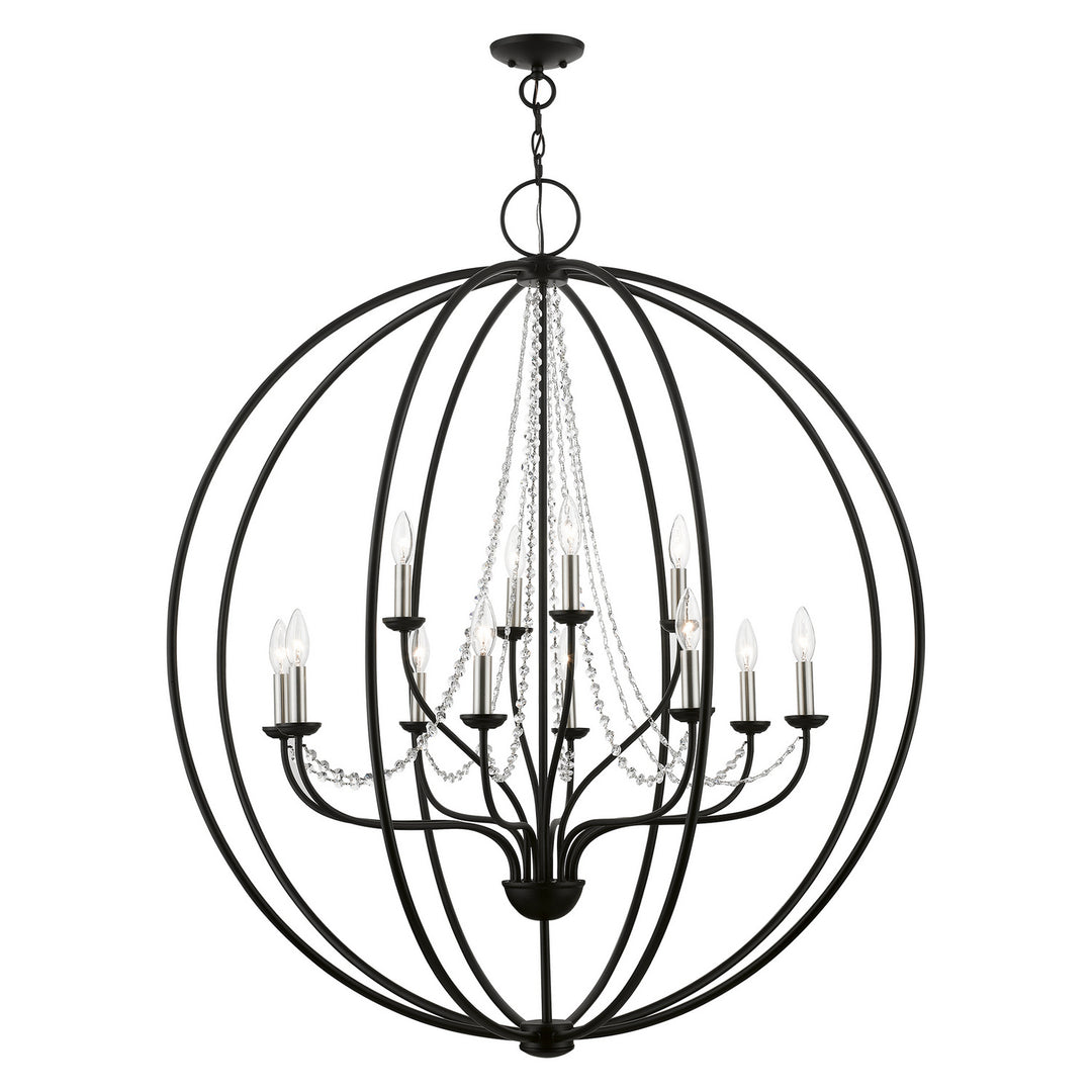 Livex Arabella 40919-04 Chandelier Light - Black w/Brushed Nickel Finish Candles